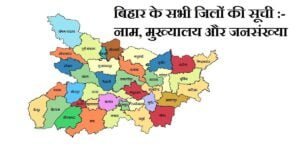 बिहार के सभी जिलों की सूची :- नाम, मुख्यालय और जनसंख्या